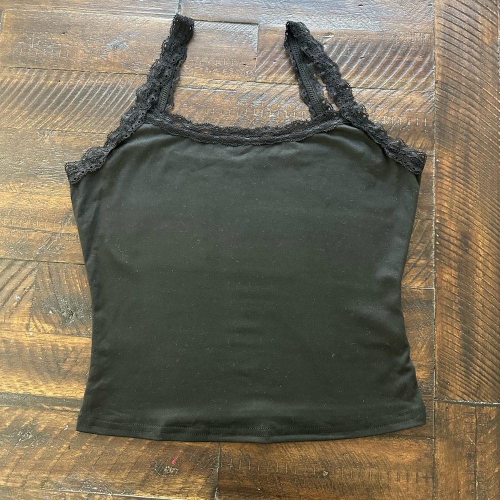 SHEIN Black Camisole with Lace Straps